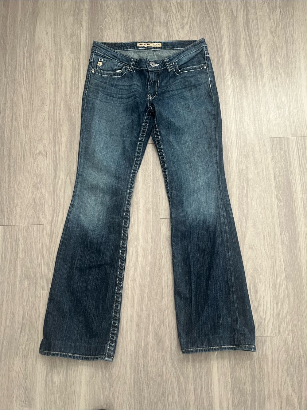 Big Star Casey K Low Rise Flare Jeans Women’s 28L Dark Wash Y2K